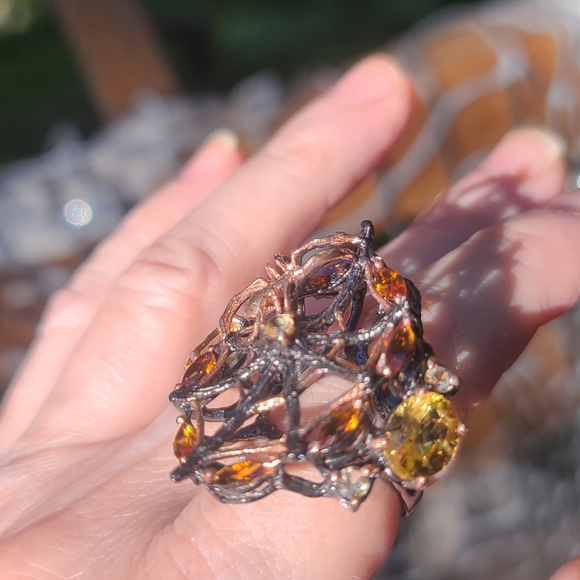 Citrine sterling Rosegold Spiderweb 🕸 ring sz8 - Picture 7 of 13